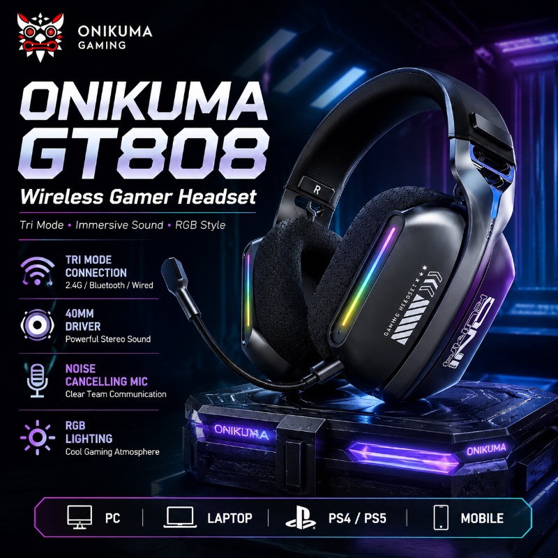 Pc Gaming Earbuds - ONIKUMA GT808 Kablosuz Oyun Kulaklığı Üç