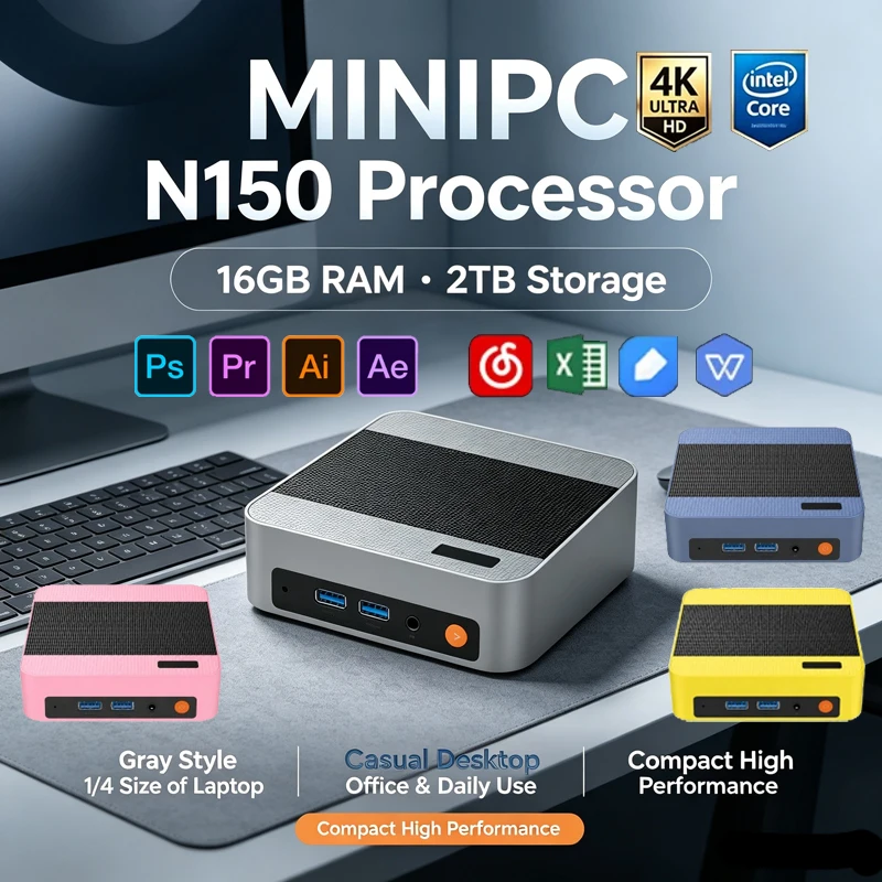 Pc Gaming Editing - Canlı Çok Renkli Intel N150 Mini