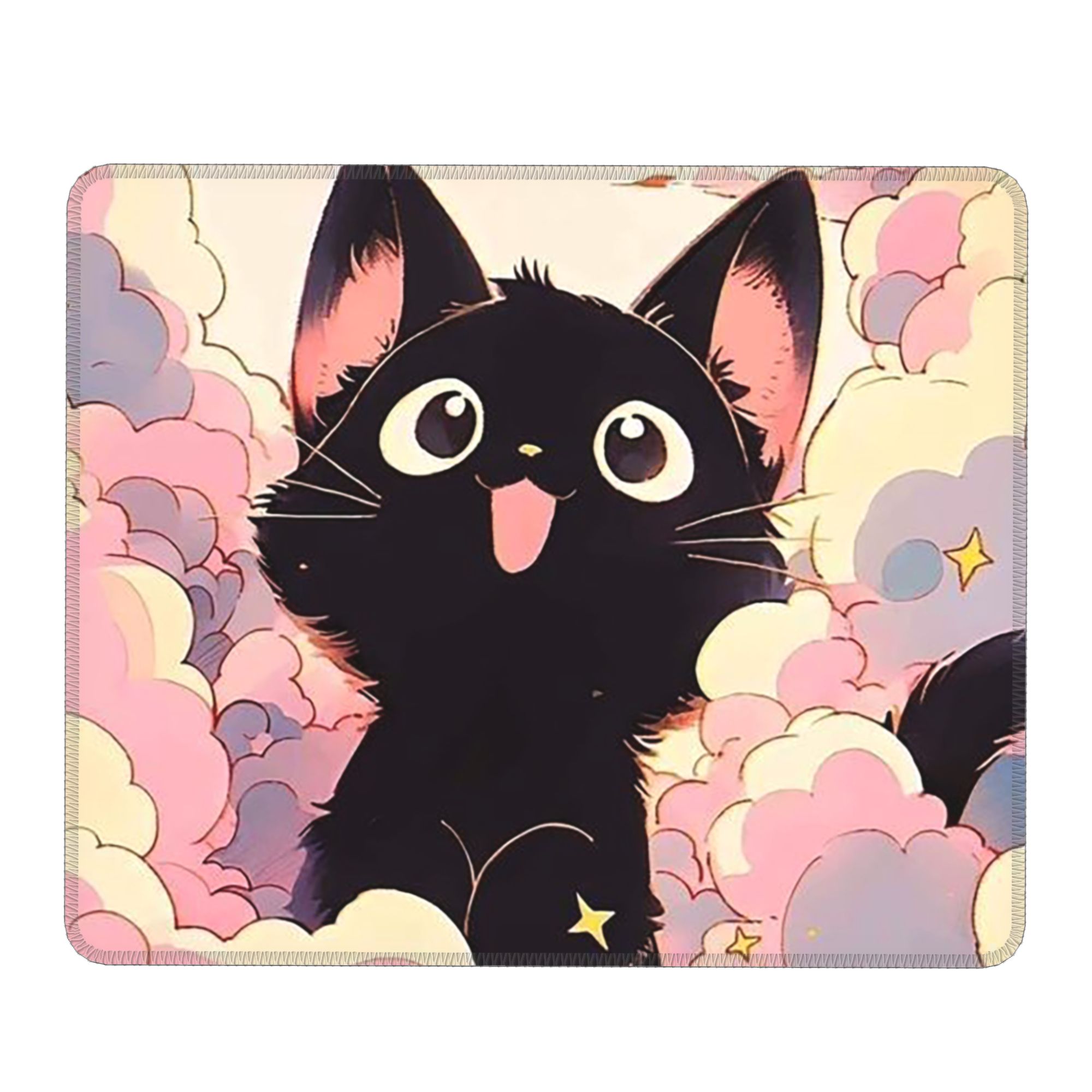 Pc Gaming Cloud Free - Romantik Siyah Kedi Bulut İllüstrasyonlu Mouse